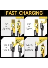 4 in 1 Çoklu USB Şarj Kablosu: 1M, Type C to Lightning Örgü Şarj Kablosu USB A/USB C 65W Tip C/27W PD Her Cihaz ile Uyumlu Metal Başlıklı