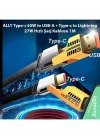 4-in-1 Usb-A Type-C To Lightning + Type-C 65w Hızlı Şarj Ve Data Kablosu (1,20mt)