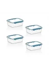 4Lü Set Press - Lock Saklama Kabı 360 ML MAVİ