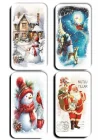 4 lü Simli Magnet Yılbaşı Yeniyıl Noel Bbaba Kardan Adam Çam Ağacı Manzara Hediye Magnetler (5,5 x 11 cm)