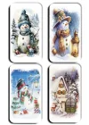 4 lü Simli Yılbaşı Noel Kardan Adam Çam Ağacı Hediye Magnet (5,5 x 11 cm)