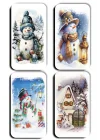 4 lü Simli Yılbaşı Noel Kardan Adam Çam Ağacı Hediye Magnet (5,5 x 11 cm)
