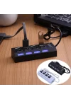 4 Port Usb 2.0 Hub Çoğaltıcı Çoklayıcı Switch Işıklı Anahtarlı