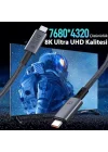 40Gbps 240W 4.0 Thunderbolt Type-C to Type-C Şarj, Data ve 8K 60Hz Görüntü Aktarım Kablosu Tip C 1.5 Metre ZR851