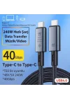 40Gbps 240W 4.0 Thunderbolt Type-C to Type-C Şarj, Data ve 8K 60Hz Görüntü Aktarım Kablosu Tip C 1.5 Metre ZR851