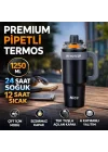 42 Oz 6 Katman Paslanmaz Çelik Termos 1250ML Çift İçim Modlu Pipetli Termos Çift Katman Çelik Termos Mug Siyah