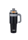 42 Oz 6 Katman Paslanmaz Çelik Termos 1250ML Çift İçim Modlu Pipetli Termos Çift Katman Çelik Termos Mug Siyah