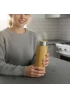 450 ml Bambu Kaplamalı Çelik Termos - Klasik Bardak Kapaklı Sıcak ve Soğuk Tutucu Seyahat Termosu
