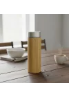 450 ml Bambu Kaplamalı Çelik Termos - Klasik Bardak Kapaklı Sıcak ve Soğuk Tutucu Seyahat Termosu