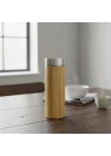 450 ml Bambu Kaplamalı Çelik Termos - Klasik Bardak Kapaklı Sıcak ve Soğuk Tutucu Seyahat Termosu