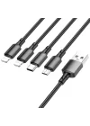 4in1 Usb Kablo Lightning + Micro + Type-c 4ü 1 arada Lightning/Micro-USB/USB-C için Şarj Kablosu 1metre 2A Akım BX72 (2x Lightning+Type-C+Micro Uçlu Kablo)