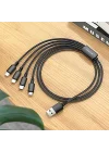 4in1 Usb Kablo Lightning + Micro + Type-c 4ü 1 arada Lightning/Micro-USB/USB-C için Şarj Kablosu 1metre 2A Akım BX72 (2x Lightning+Type-C+Micro Uçlu Kablo)