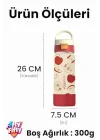 550 ML Desenli Tek Kapak Çift Kullanım Pipetli Rahat İçim Kulplu Paslanmaz Çelik Termos 1109-550ML Pembe