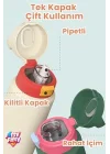 550 ML Desenli Tek Kapak Çift Kullanım Pipetli Rahat İçim Kulplu Paslanmaz Çelik Termos 1109-550ML Pembe