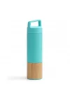 600 ml Bambu Tabanlı Kulplu Çelik Termos Mug - 5 Renk Seçenekli Sıcak/Soğuk Tutucu Seyahat Bardağı (TURKUAZ)