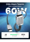 60W 3A PD Type-C to Type-C Hızlı Şarj ve Data Kablosu 1.5 Metre Siyah