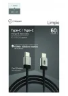 60W PD 3.0 Limpio Type-C to Type-C Hızlı Şarj ve Data Kablosu 1m Siyah