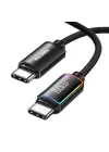 60W Type-C to Type-C RGB Aydınlatmalı Örgülü Şarj ve Data Kablosu 2 Metre