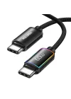 60W Type-C to Type-C RGB Aydınlatmalı Örgülü Şarj ve Data Kablosu 2 Metre