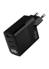 65W GaN Led Ekranlı Hızlı Şarj Cihazı 2 Type-C + USB-A iPhone & iPad & Notebook Uyumlu Şarj Aleti