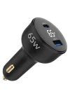 65W Led Ekranlı Type-C + USB-A Araç Şarj Aleti iPhone & Android & Notebook Araç içi Şarj Cihazı