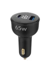 65W Led Ekranlı Type-C + USB-A Araç Şarj Aleti iPhone & Android & Notebook Araç içi Şarj Cihazı
