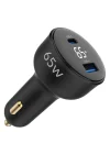 65W Led Ekranlı Type-C + USB-A Araç Şarj Aleti iPhone & Android & Notebook Araç içi Şarj Cihazı
