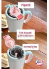680 ML Tek Kapak Çift Kullanım Pipetli Rahat İçim Kulplu Paslanmaz Çelik Termos Mug FFVGN1113-680ML Pembe