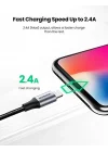 Mfi Lisanslı USB-A & Lightning Örgülü Data ve Şarj Kablosu, 2 Metre, Siyah, ‎60158