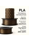 PLA+ Filament 1.75mm 1 Kg Bronz - Metalik Bronz Görünüm, Boyutsal Doğruluk ±0.02mm, Güçlendirilmiş Yapı
