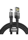 Cafule Special Edition, USB-A & Lightning 2.4 A Şarj & Data Aktarım Kablosu,1 Metre, Gri - Siyah, ‎CALKLF-GG1