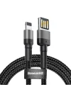 Cafule Special Edition, USB-A & Lightning 2.4 A Şarj & Data Aktarım Kablosu,1 Metre, Gri - Siyah, ‎CALKLF-GG1