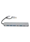 7-in-1 Type-C USB 3.0 Hub Çokaltıcı, MacBook ve PC Uyumlu Yüksek Hızlı Dönüştürücü Adaptör