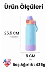700 ML Tek Kapak Çift Kullanım Pipetli Rahat İçim Kulplu Paslanmaz Çelik Termos FFVGN1112-700ML Mavi