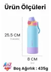 700 ML Tek Kapak Çift Kullanım Pipetli Rahat İçim Kulplu Paslanmaz Çelik Termos FFVGN1112-700ML Mavi