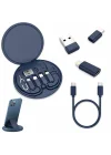9u 1 Arada Kablo Kılıfı USB Adaptör Kablosu Dönüştürme Saklama Kutusu, USB Tip C - Mikro USB/Yıldırım/USB A Kablosu Veri Aktarım Aracı Sim Kart Yuvası Tepsi Çıkarma Pimi İçerir, Telefon