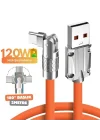 A6016 Usb To Type C Hızlı Şarj Data Kablosu Çevirici Dönüştürücü Adaptör 180° Döner 120W - 2M