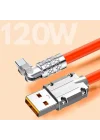 A6016 Usb To Type C Hızlı Şarj Data Kablosu Çevirici Dönüştürücü Adaptör 180° Döner 120W - 2M