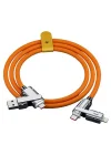 A6019 Usb Type C Lightning 4 in 1 Hızlı Şarj Data Kablosu Çevirici Dönüştürücü Adaptör 100-120W - 1M