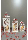 Ahşap Dekoratif Mumluk Beyaz 3