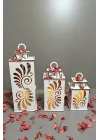 Ahşap Dekoratif Mumluk Beyaz 3