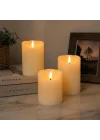 Alev Efektli 3’lü Mum Görünümlü LED Mumlar 3200K Sıcak Sarı Işık, Cata Prag Gerçek Alev Efektli Dekoratif Mum Seti Mum Işığı Görseli Şık Atmosfer Aydınlatması (3×3 AAA – Pil Dahil Değil)