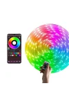 Amber LED Pixel Rgb Magic Peri ışık - 5v Usb Girişli, Bluetooth Uygulamalı, Uzaktan Kumandalı, Müziğe Duyarlı, Suya Dayanıklı, Parti, Yılbaşı, Doğum Günü, Eğlence için (10 Metre)