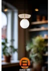 Amber LED Şık Camlı Tekli Sarkıt Avize Parlak Gold Mutfak ve Salon için E14, Altın-11671