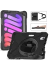 Apple iPad Mini 7 Mini 6 ile uyumlu Kılıf Defender Askılı Zırhlı Tank Case 2021-2024 Siyah
