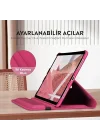 Apple iPad Yatay ve Dikey Standlı 360 Derece Döner Tablet Kılıfı (iPad Pro 13 2024 M4 Pembe)