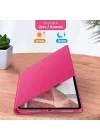 Apple iPad Yatay ve Dikey Standlı 360 Derece Döner Tablet Kılıfı (iPad Pro 13 2024 M4 Pembe)