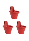 Askılı Balkon Saksı 20 Cm, 3 Litre 3 Adet Kırmızı