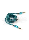 AUX Stereo 3.5mm Data Ses Örgü Kablo Mavi