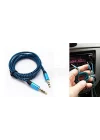 AUX Stereo 3.5mm Data Ses Örgü Kablo Mavi